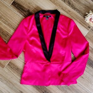 Hot Pink Satin-like Blazer Jacket